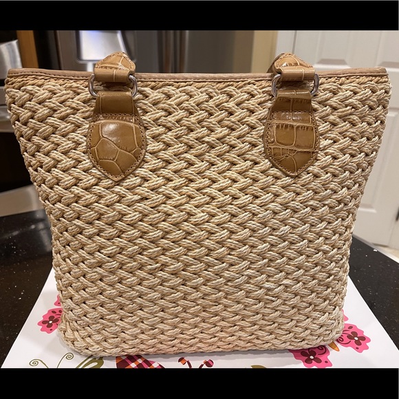 BRIGHTON JUTE AND LEATHER SHOULDER BAG & MATCHING BRIGHTON CROSSBODY WALLET - Picture 10 of 15